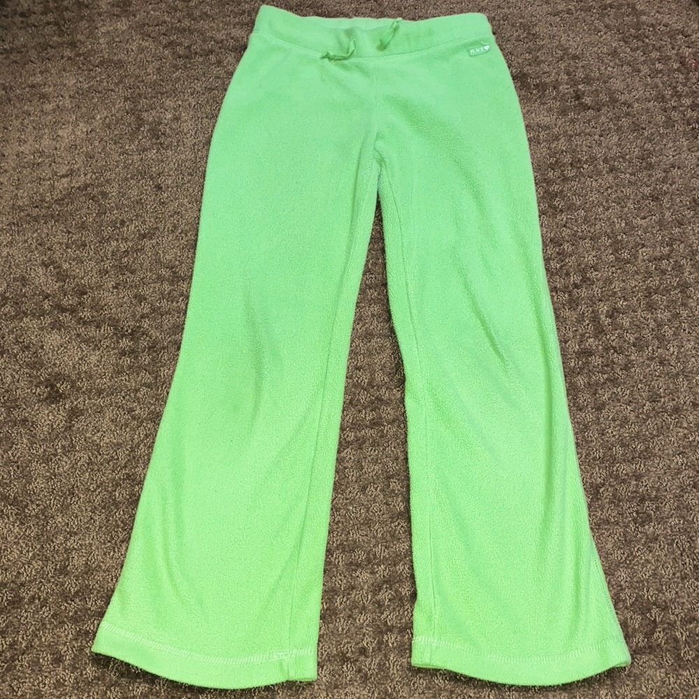 Childrens Place 6x - 7 celery green solid color fleece like soft pants